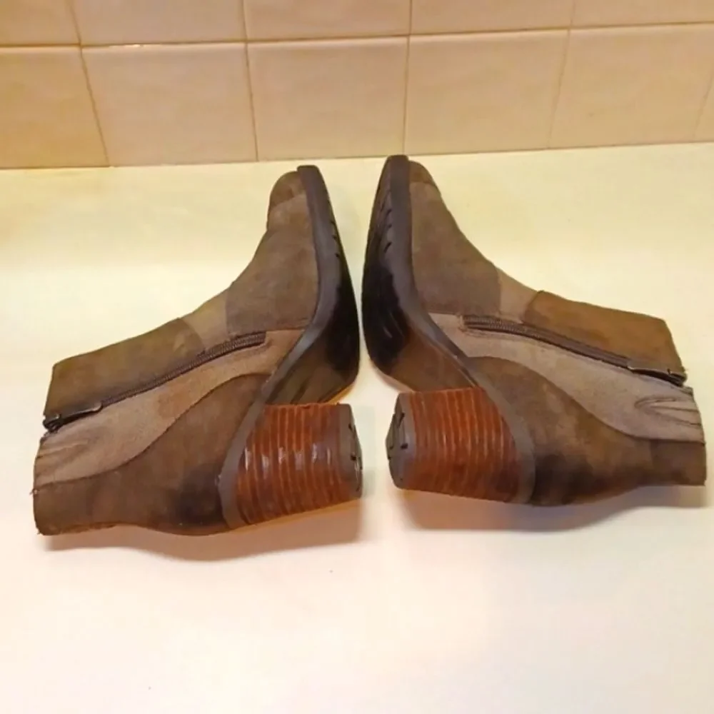 Earth Malta Patch Work Brown &Tan Suede Chunky Leather Boots 8